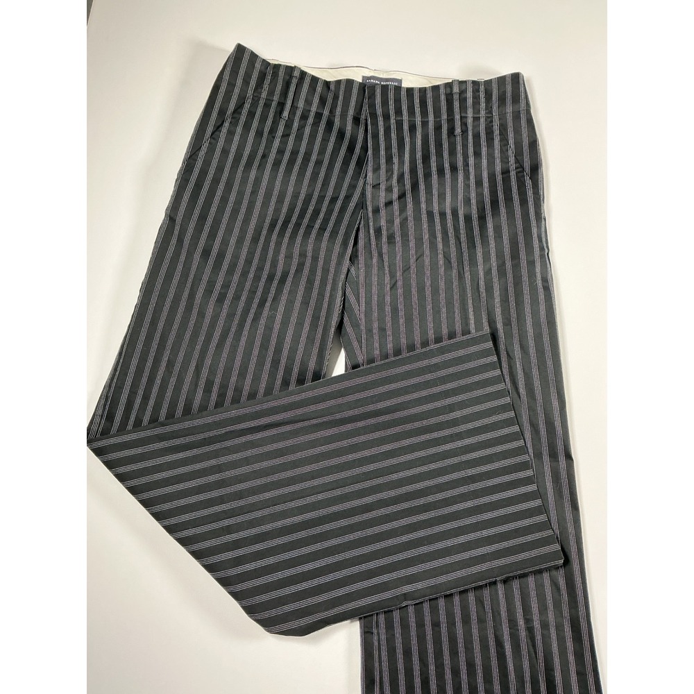 Banana Republic Pinstripe Wide Leg Dress Pants Trousers Black White Size 4